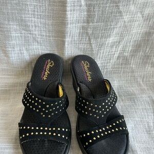 Skechers Women's Black Sandals with Gold Accents